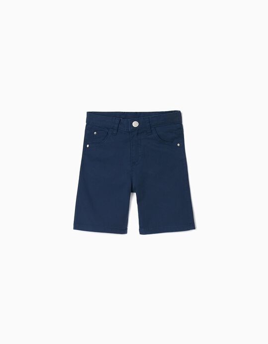 Twill Midi Shorts for Boys, Dark Blue