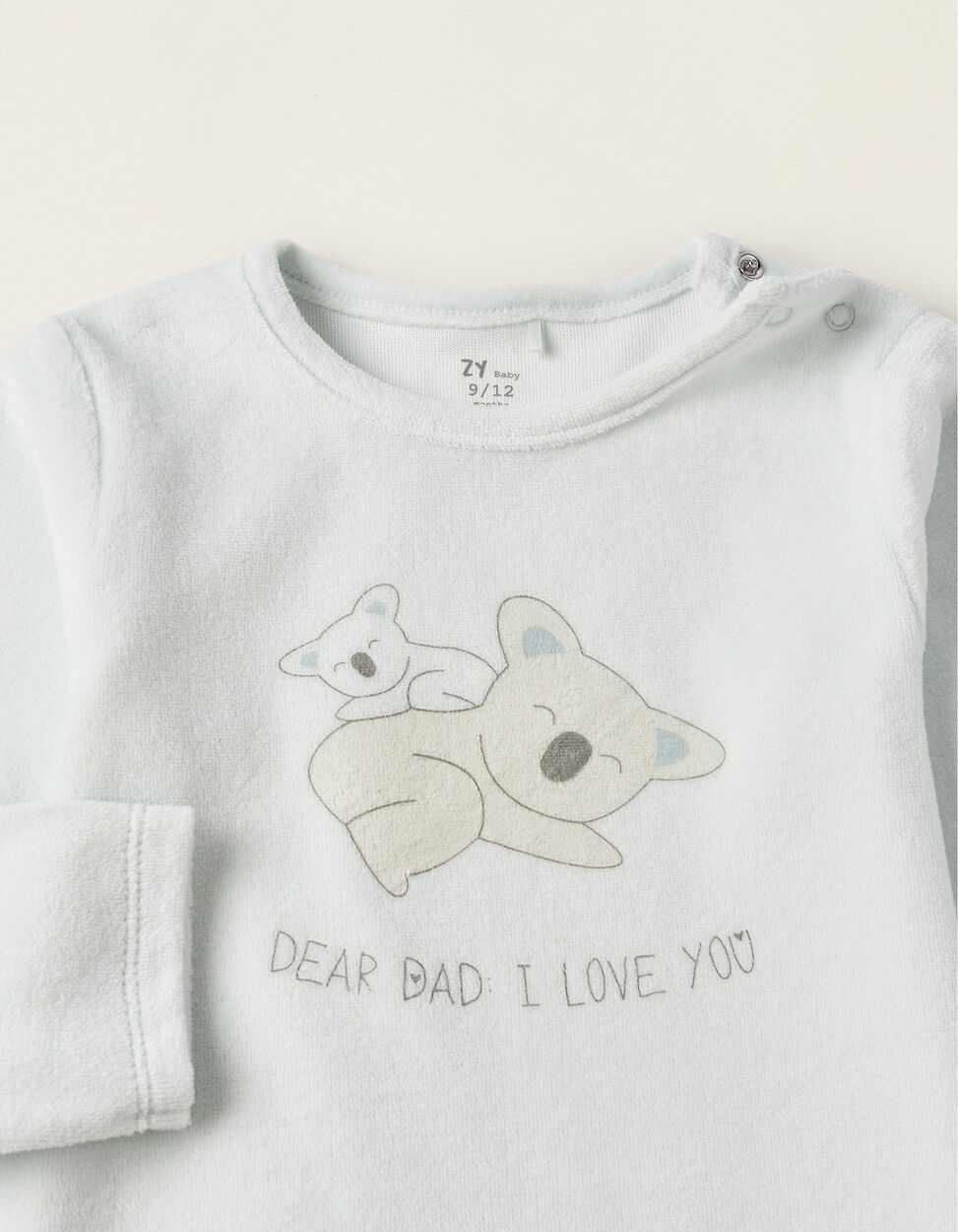 Buy Online Velvet Pyjama for Baby Boys 'Dear Dad', Light Blue