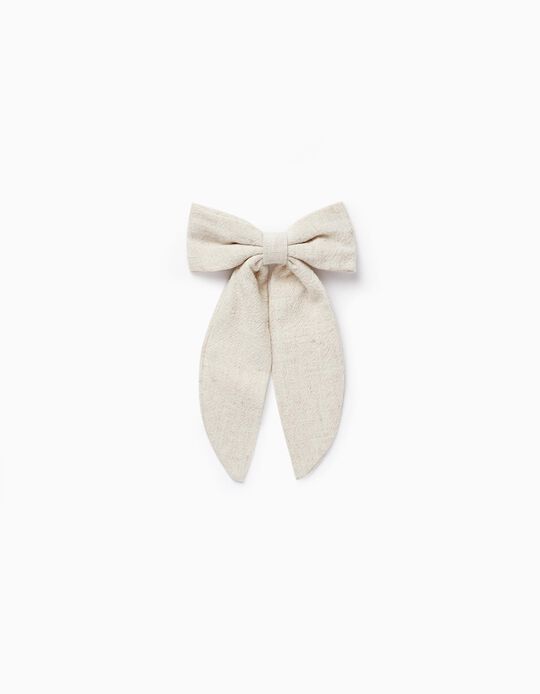 Hair Clip with Bow for Baby and Girl, Beige