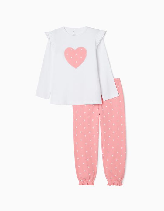 Pyjamas for Girls 'Heart', White/Pink