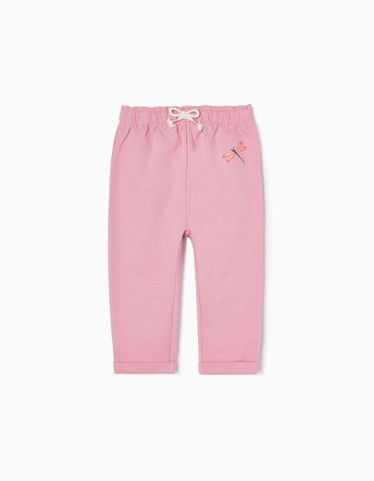 Cotton Joggers for Baby Girls 'Dragon Fly', Pink