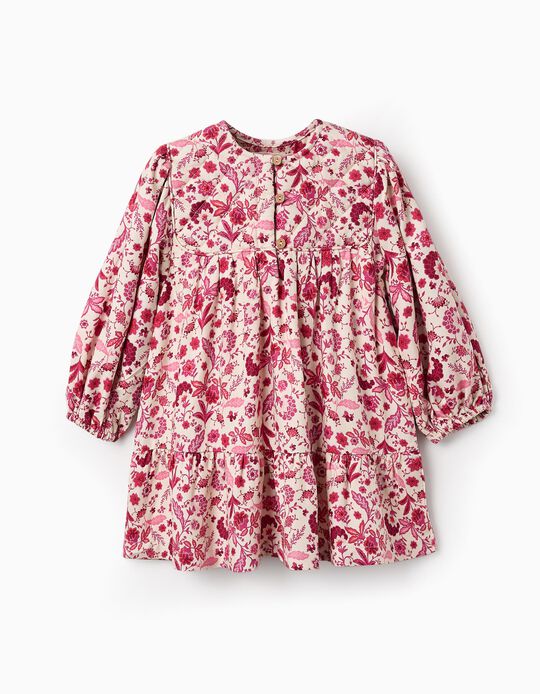 Comprar Online Vestido Floral para Bebé Menina, Rosa/Bege