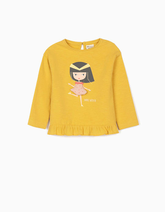 Lightweight Sweatshirt for Baby Girls, 'Dance With Me', Yellow