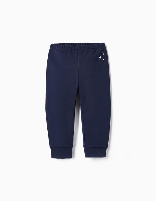 Joggers for Baby Girls 'Hearts', Dark Blue