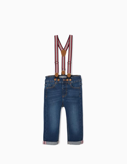 Jeans with Braces for Baby Boys, Blue