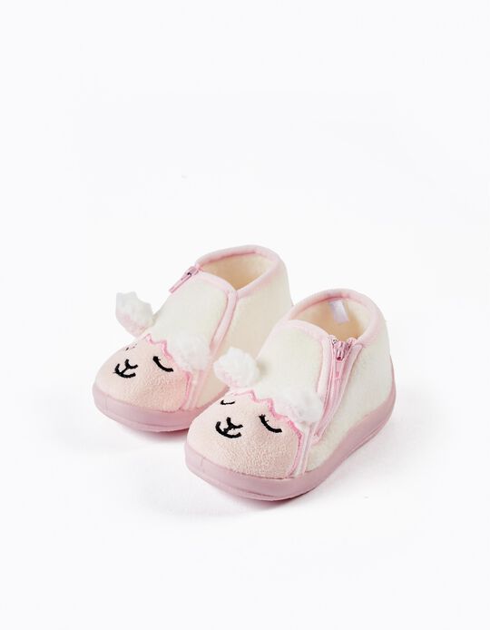 Slippers for Baby Girls 'Cute Sheep', White/Pink