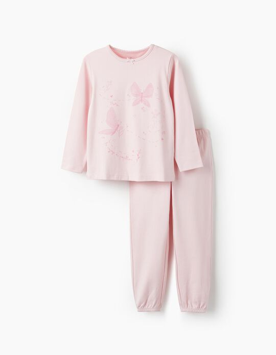 Pyjama en coton pour fille 'Papillons', Rose clair