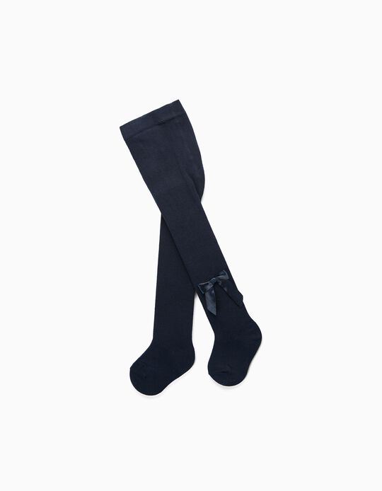 Tights with Bow for Baby Girls, Dark Blue