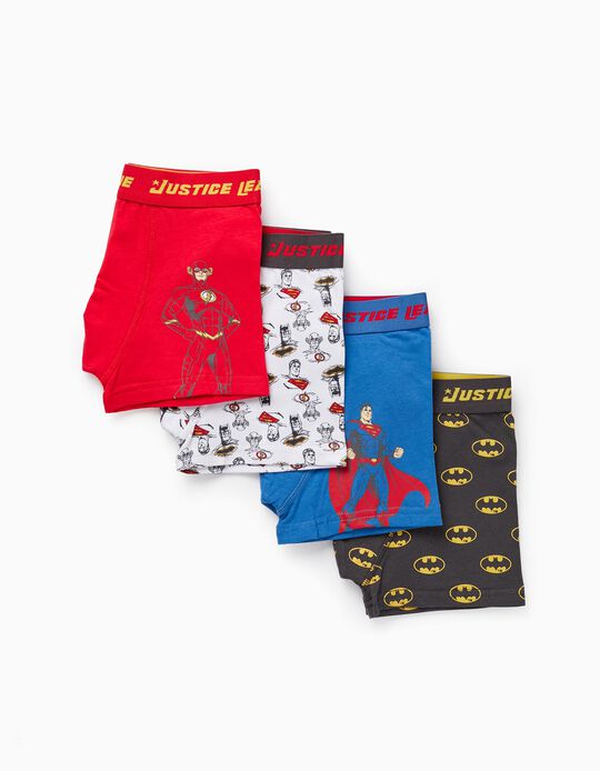 Pack of 4 Boxer Shorts for Boys 'Justice League', Multicolour