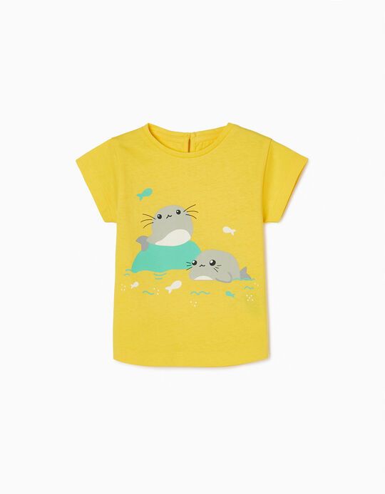 T-Shirt Bébé Fille 'Whales', Jaune
