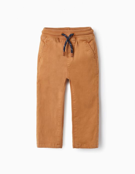 Twill Cotton Trousers for Baby Boy, Light Brown