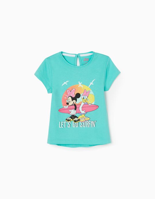 T-Shirt 100% Coton Bébé Fille 'Minnie&Daisy', Vert D'Eau