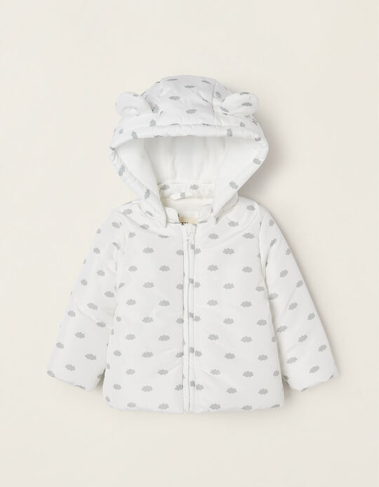 Padded Jacket with Cotton Lining for Newborn Babies, White