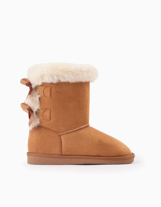 Comprar Online Botas de camurcina com Pelo e Laços para Menina, Camel