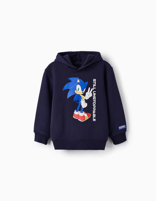 Comprar Online Sweat Cardada com Capuz para Menino 'Sonic', Azul Escuro