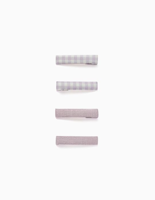 4 Hair Slides for Babies and Girls, Lilac