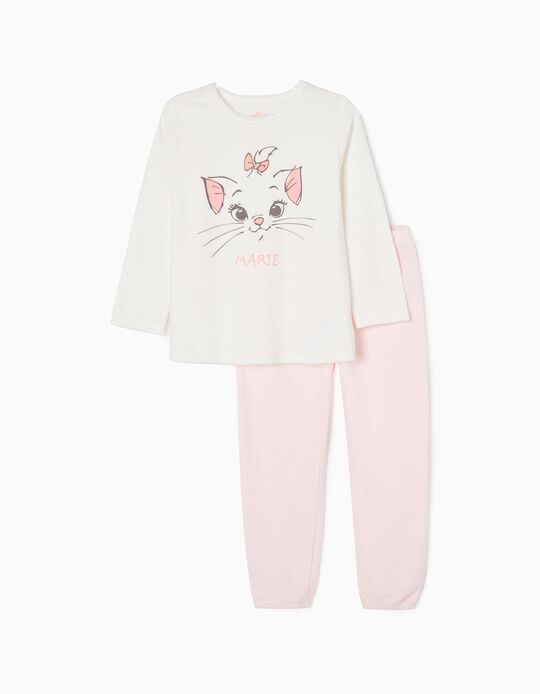 Pijama de Veludo para Menina 'Marie', Branco/Rosa
