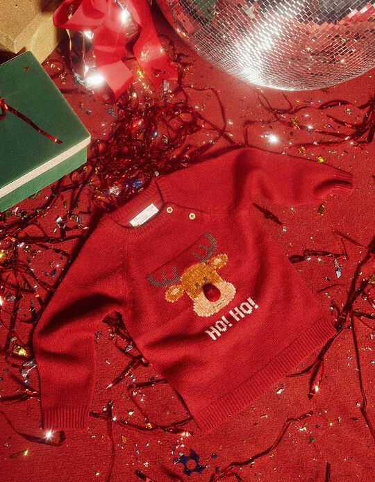 Comprar Online Camisola de Natal com Pompom para Bebé 'Rena', Vermelho