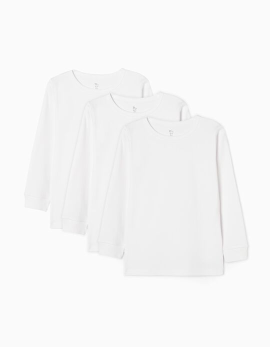 Comprar Online Pack 3 Camisolas Interiores em Algodão para Menino, Branco