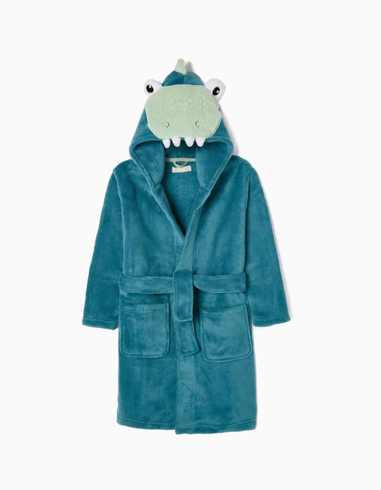 Hooded Dressing Gown for Boys 'Dino', Green