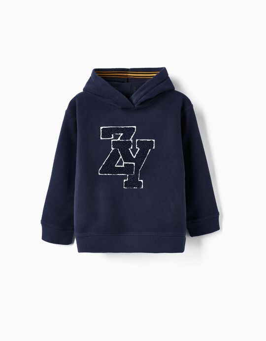 Hooded Polar Sweatshirt for Boys 'ZY', Dark Blue