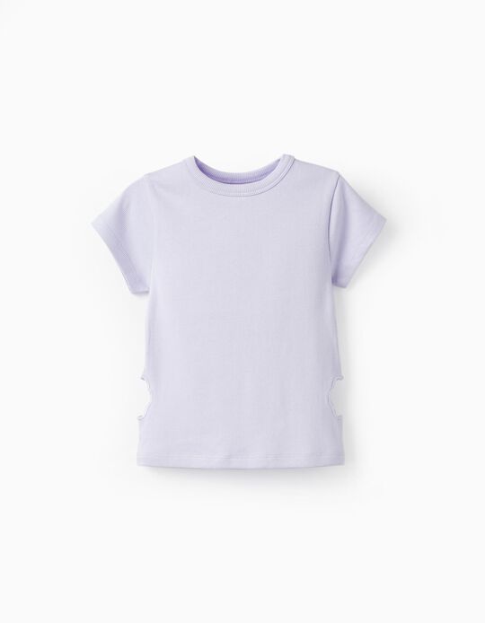 Ribbed T-Shirt for Girls, Lilac