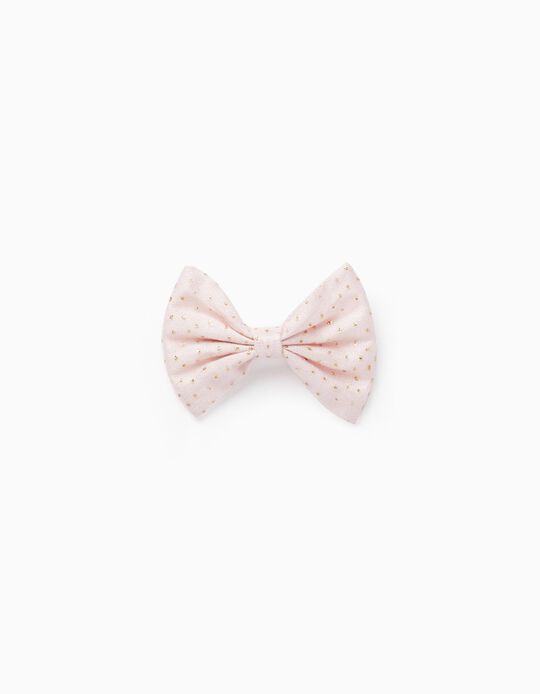 Hair Clip with Bow for Baby and Girl, Light Pink/Gold