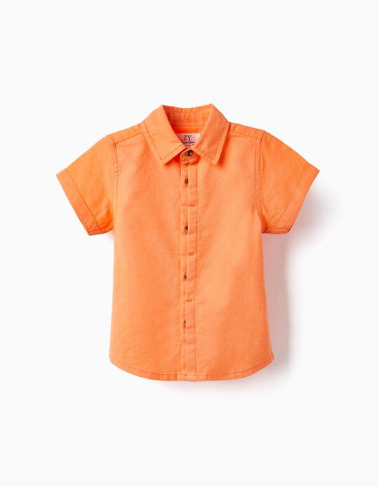 Cotton and Linen Shirt for Baby Boys, Orange