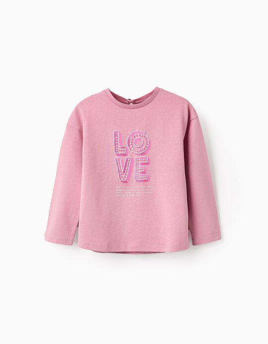 Comprar Online T-shirt de Manga Comprida com Purpurinas para Bebé Menina, Rosa
