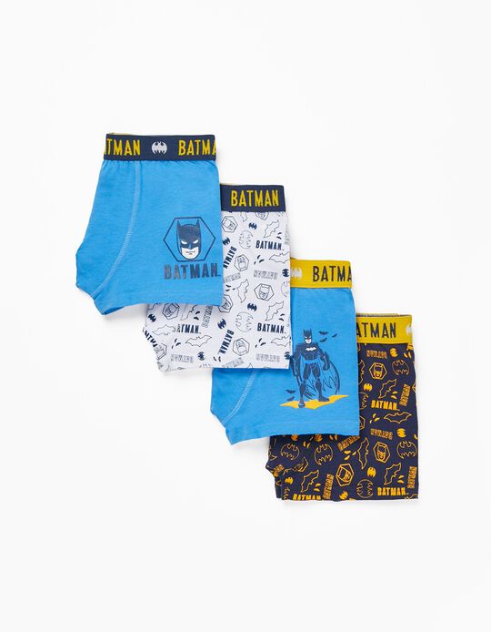 Pack 4 Boxers de Algodão para Menino 'Batman', Azul/Amarelo/Branco