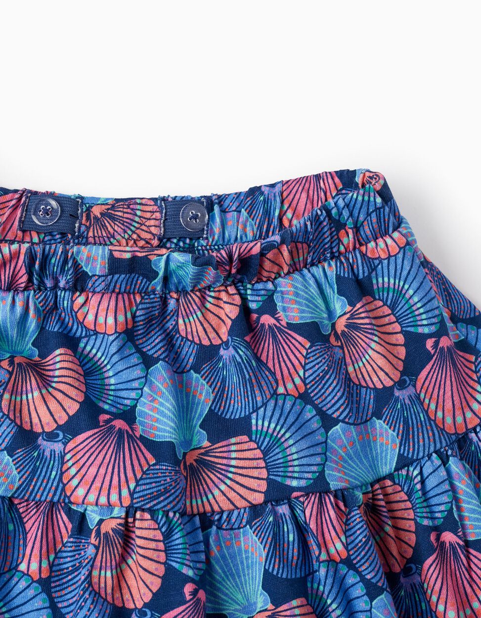 Buy Online Printed Skirt with Built-in Shorts for Girls, Blue/Coral