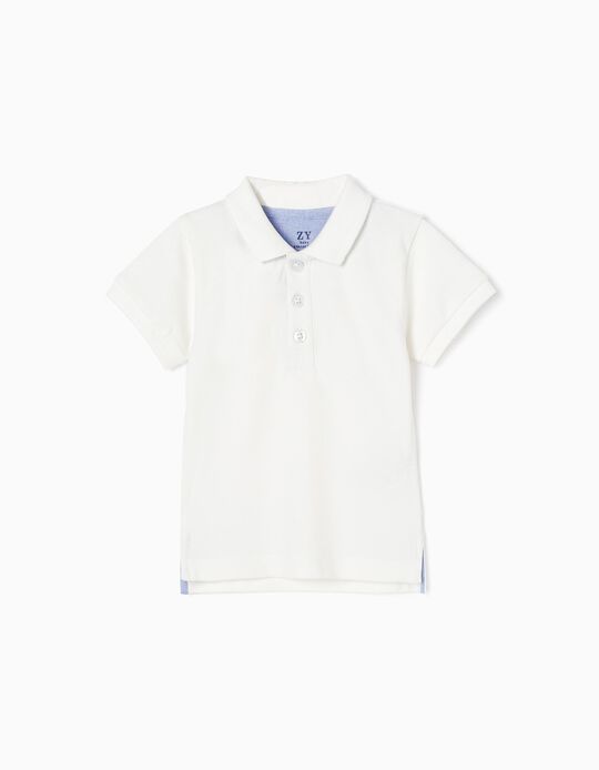 Polo-Shirt with Oxford Detail for Baby Boys, White