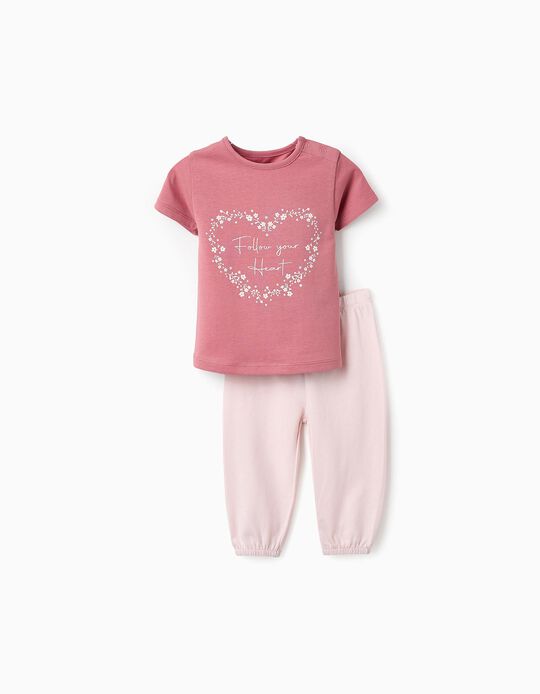 Comprar Online Pijama de Algodão para Bebé Menina 'Coração', Rosa