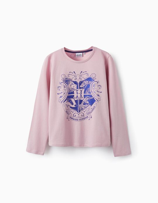 Comprar Online T-Shirt em Algodão com Purpurinas para Menina 'Hogwarts', Rosa