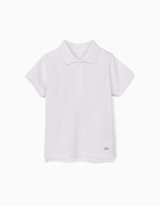 Short Sleeve Polo Shirt for Baby Boys, White