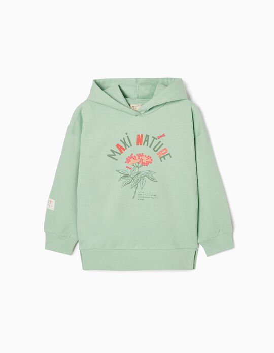 Cotton Sweatshirt with Hood for Girls 'Maxi Nature', Green