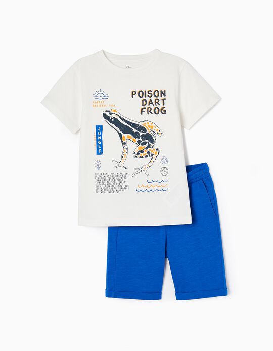 T-shirt + Calções para Menino 'Sapo', Branco/Azul Escuro