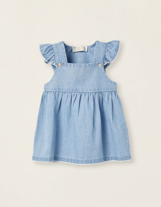 Cotton Denim Dress for Newborn Girls, Blue