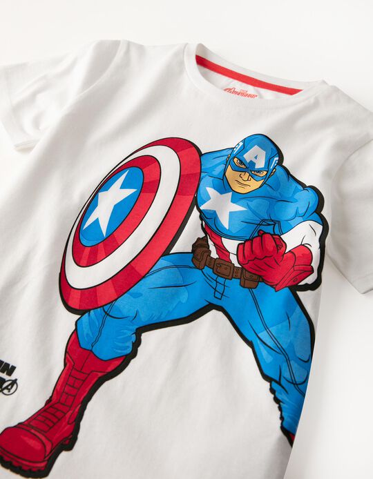 T-Shirt Garçon 'Captain America', Blanc