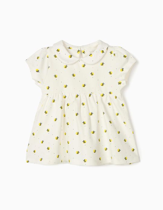 Camiseta Polo para Bebé Niña 'Bees', Blanca