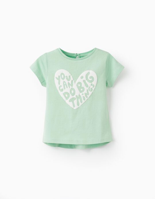 Short Sleeve T-Shirt for Baby Girls 'You Can Do Big Things', Green
