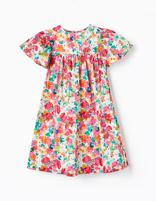Dress with Watercolor Pattern for Girls, Multicolour