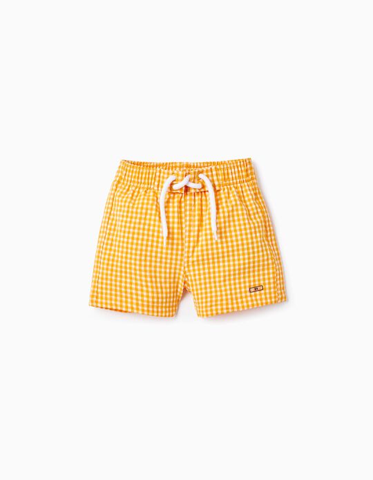 Buy Online Swim Shorts with Vichy Pattern for Baby Boys, Yellow
