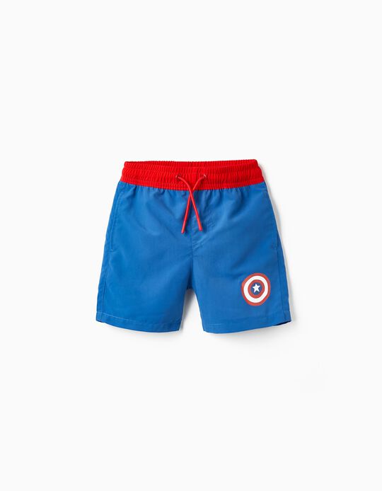 Swim Shorts for Boys 'Marvel - Captain America', Blue/Red