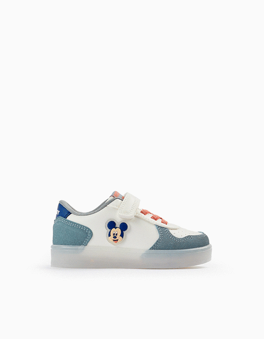 Buy Online Trainers with Lights for Baby Boys 'Mickey', Light Blue/White