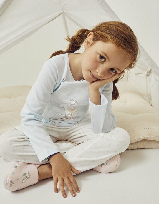 Pyjama en Coton Fille 'Dreams & Unicorns', Bleu Clair/Blanc