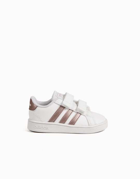 Trainers for Babies 'Adidas Grand Court', White/Rose Gold