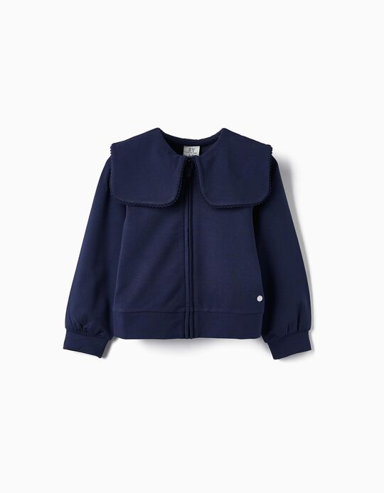 Jacket in Cotton for Girls, Dark Blue