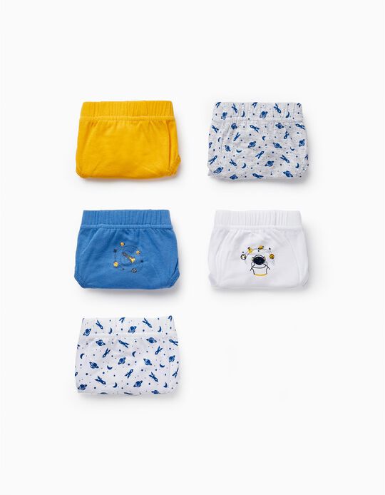 Pack of 5 Cotton Briefs for Boys 'Space', Multicolour