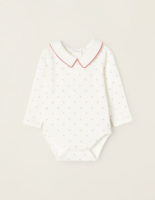 Cotton Bodysuit for Newborn Baby Boys 'Polar Bear', White
